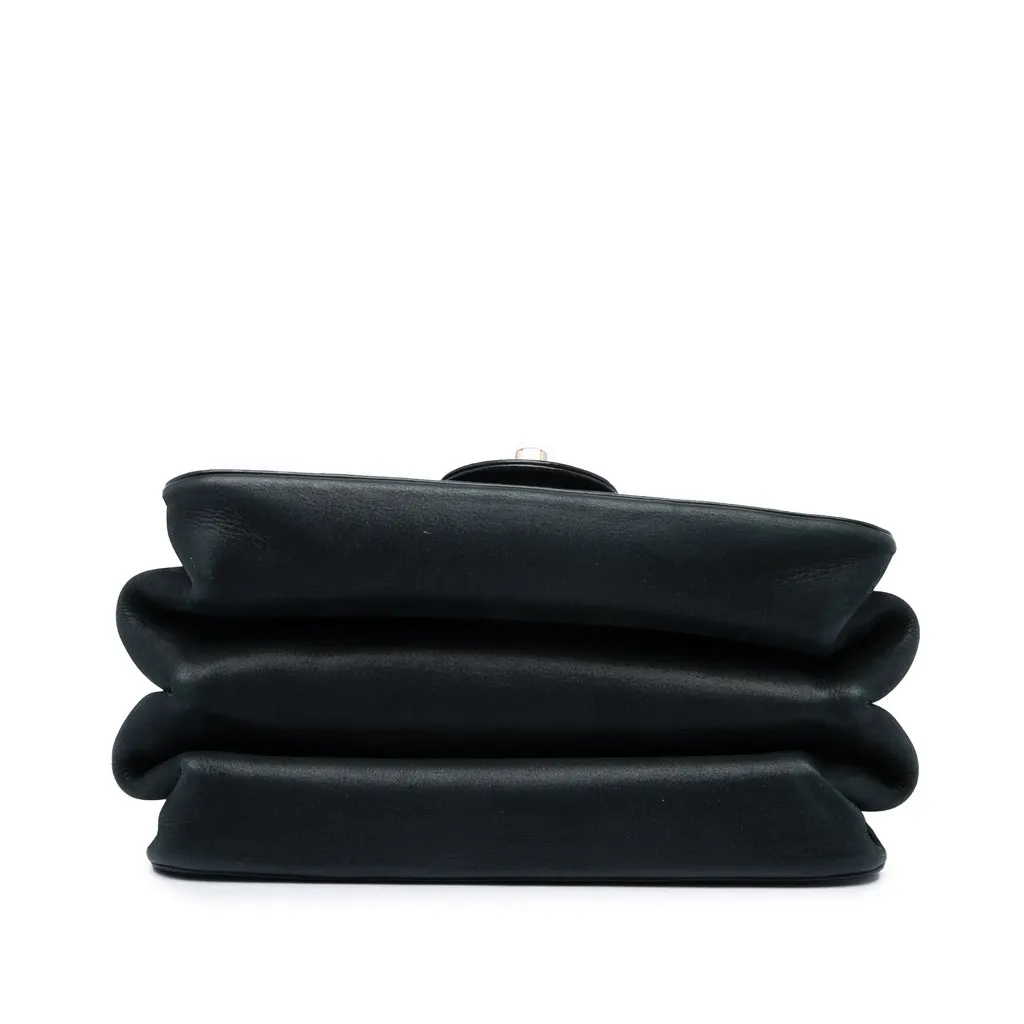 Chanel Mini Quilted Calfskin Straight Lined Flap Black Leather Very good - Inside View