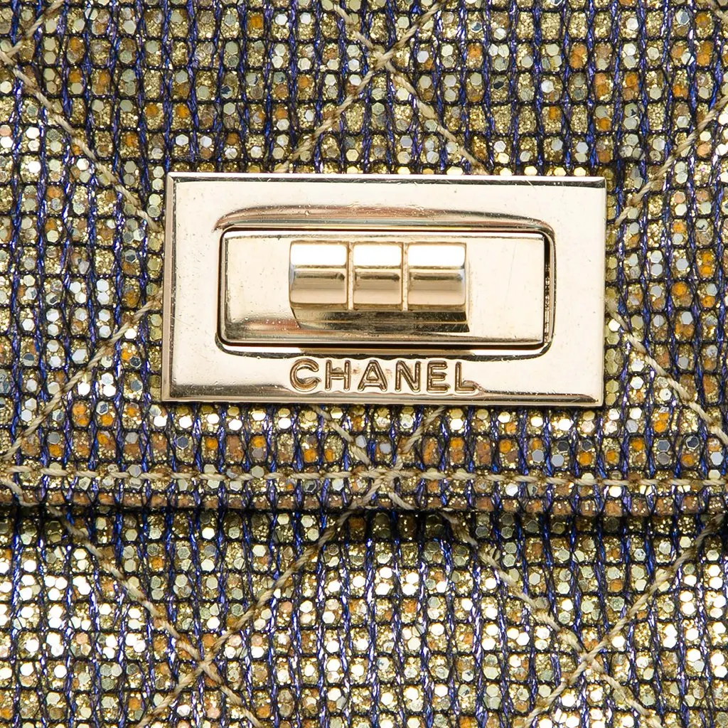 Chanel Quilted Glitter Canvas Reissue 2.55 Flap Gold Very good - Box View
