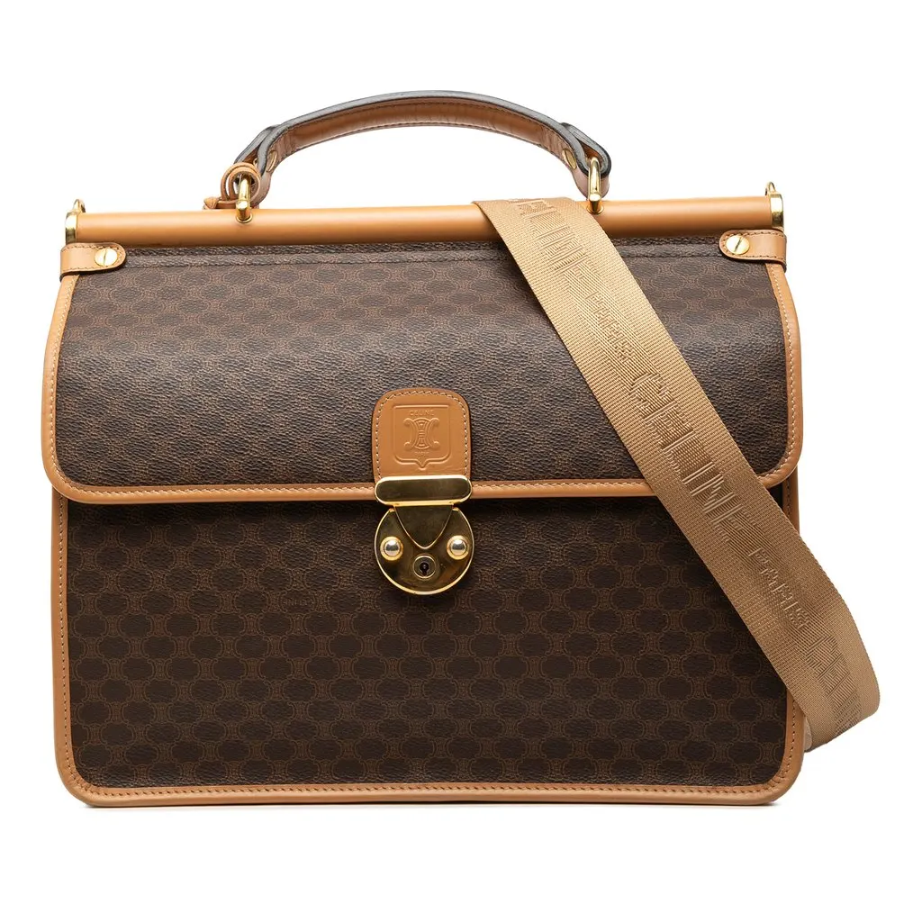 Celine Macadam Coated Canvas Satchel Brown Canvas Very good - Front View