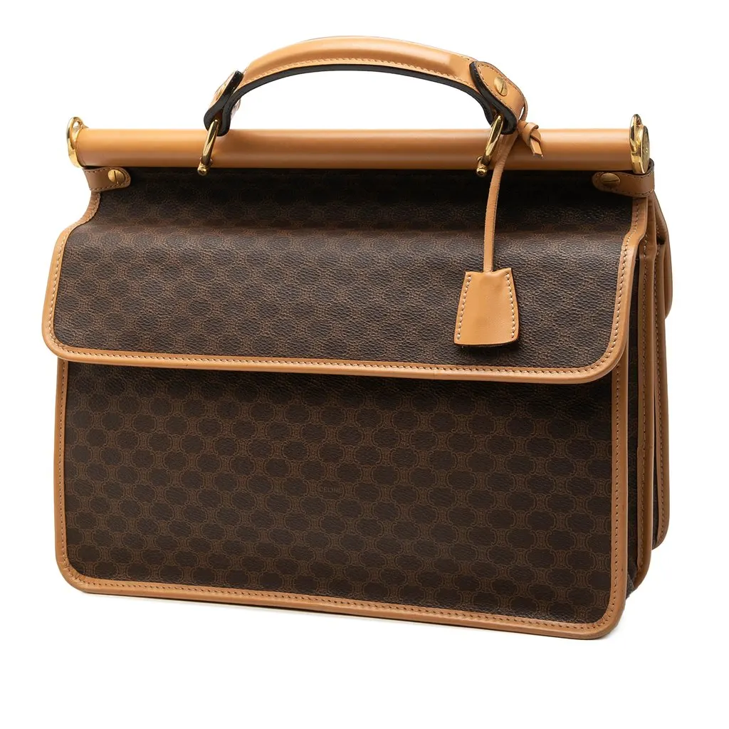Celine Macadam Coated Canvas Satchel Brown Canvas Very good - Back View