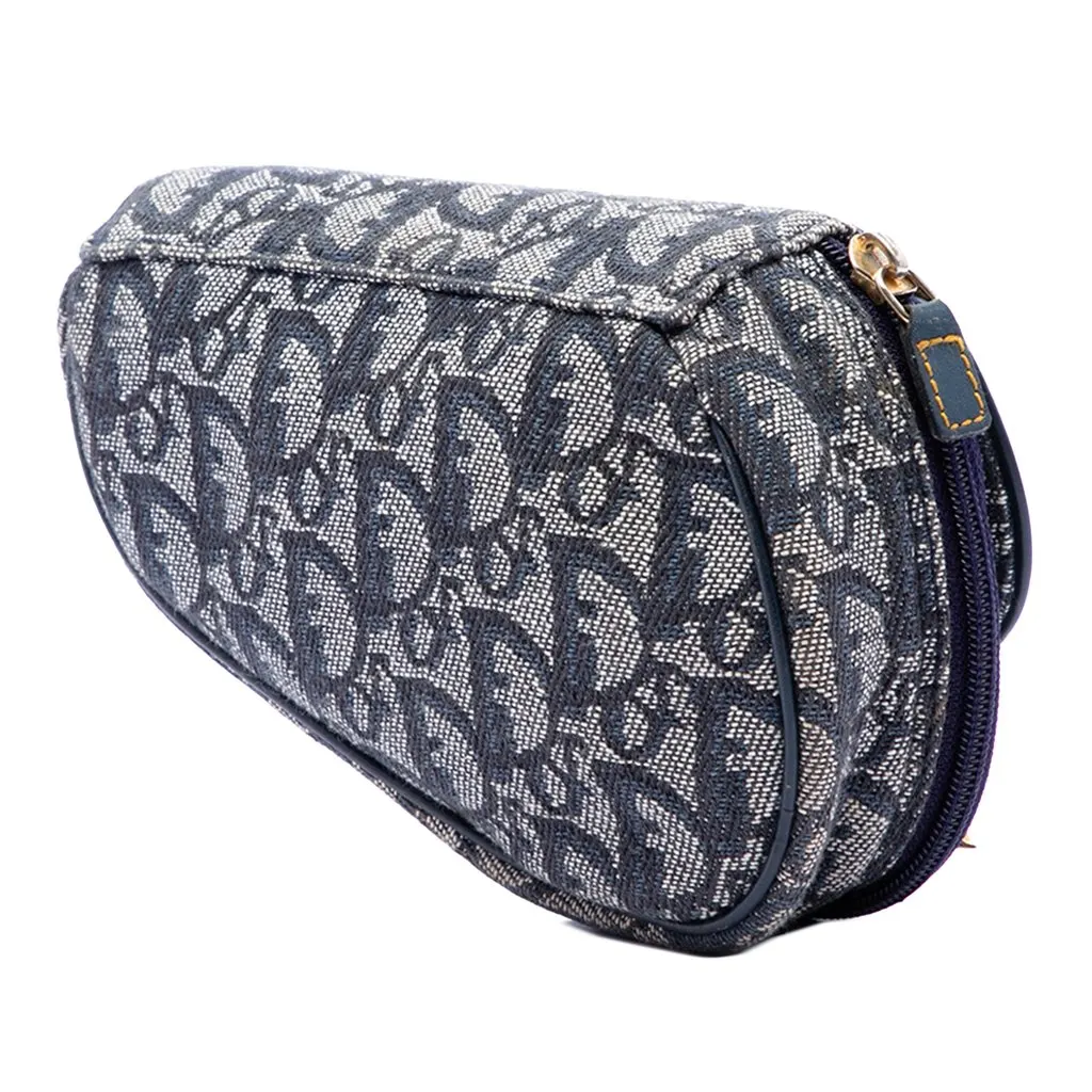 Dior Diorissimo Canvas Saddle Pouch Blue Canvas Very good - Back View