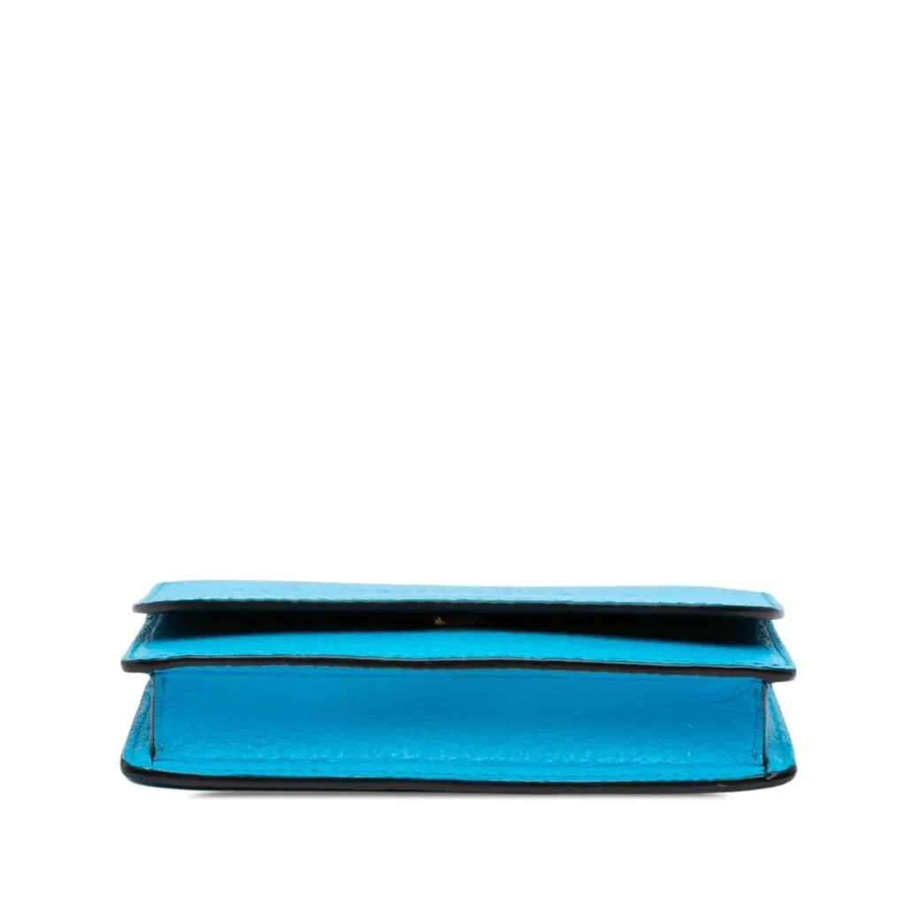 Burberry Pebbled Leather Embossed Logo Hampshire Wallet on Chain Blue Leather Very good - Inside View