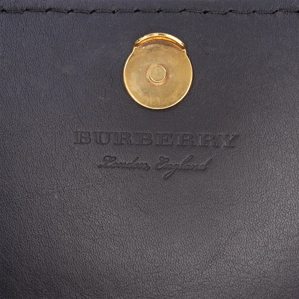 Burberry Pebbled Leather Embossed Logo Hampshire Wallet on Chain Blue Leather Very good - Box View