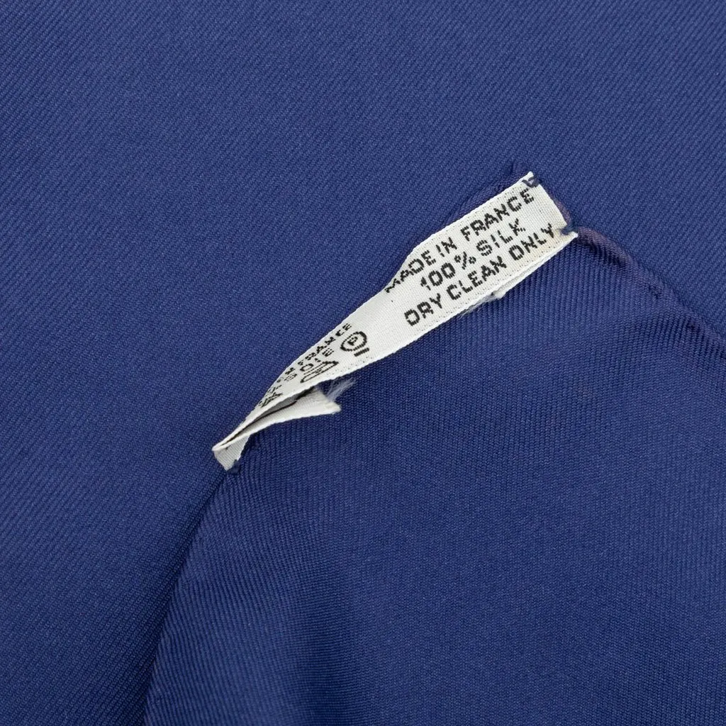 Hermès Chapeau! Silk Scarf 90 Blue Silk Very good - Back View