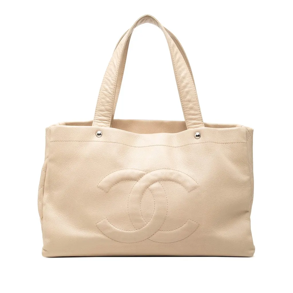 Chanel CC Caviar Soft Shopping Tote Brown Leather Very good - Front View