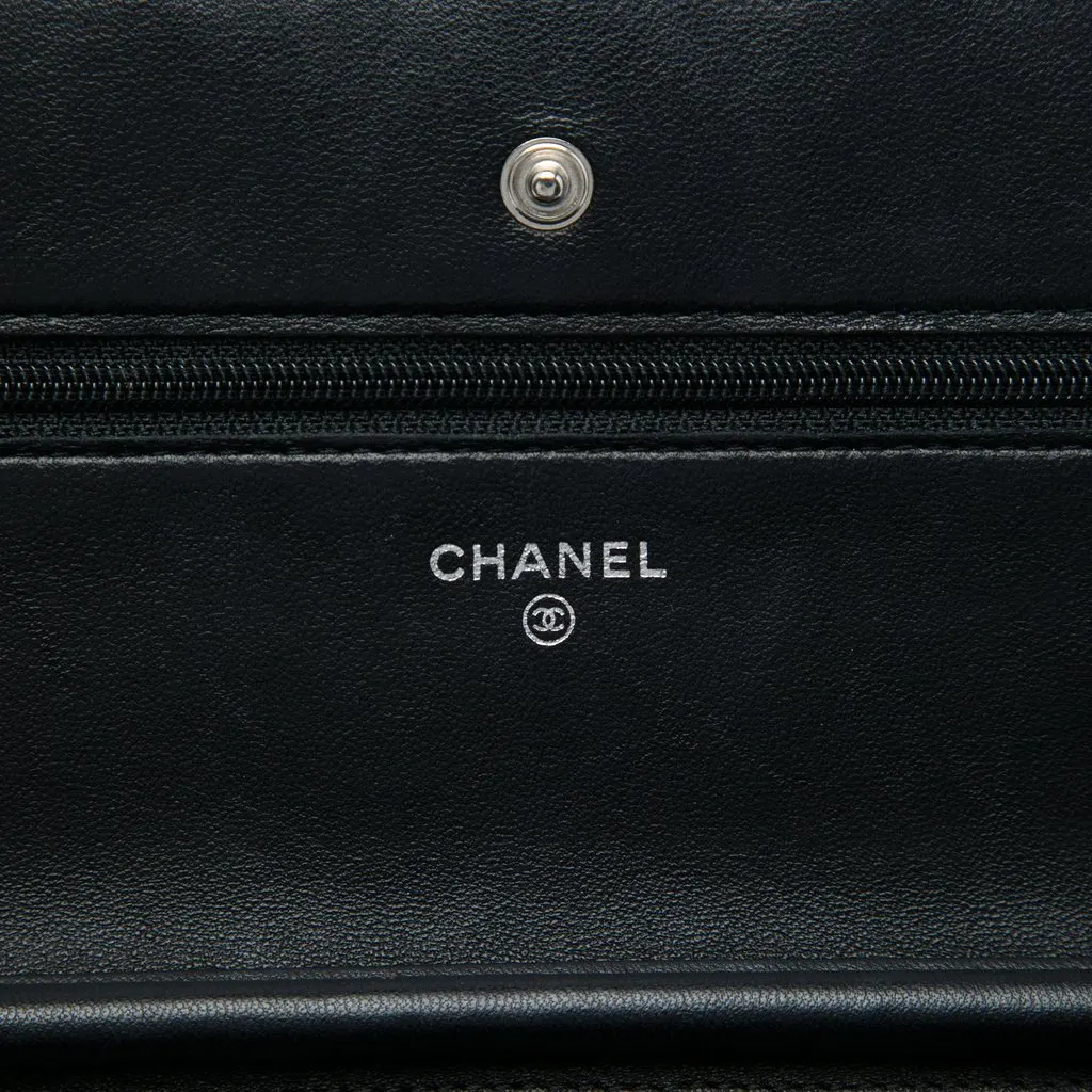 Chanel CC Quilted Lambskin Wallet On Chain Black Leather Very good - Box View