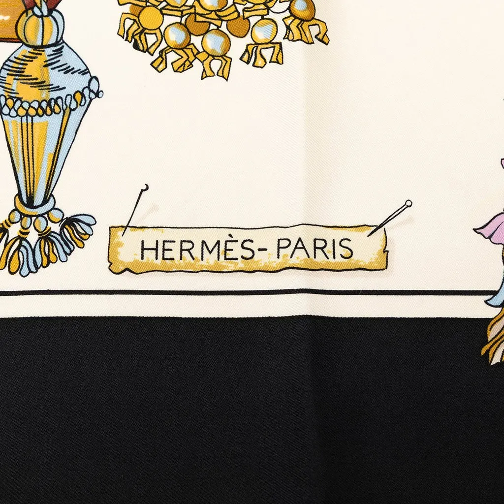 Hermès Passementerie Silk Scarf 90 White Very good - Inside View