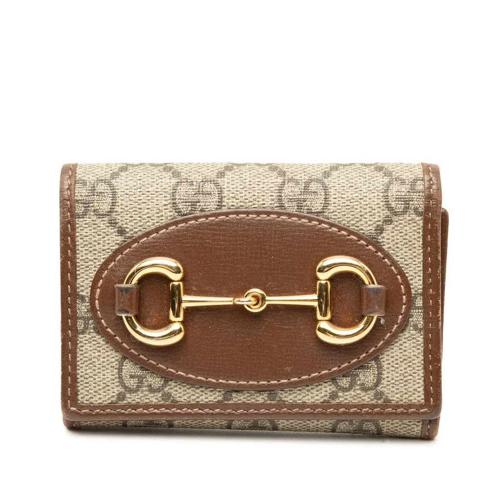 Gucci GG Supreme Horsebit 1955 Trifold Wallet Beige Very good - Front View