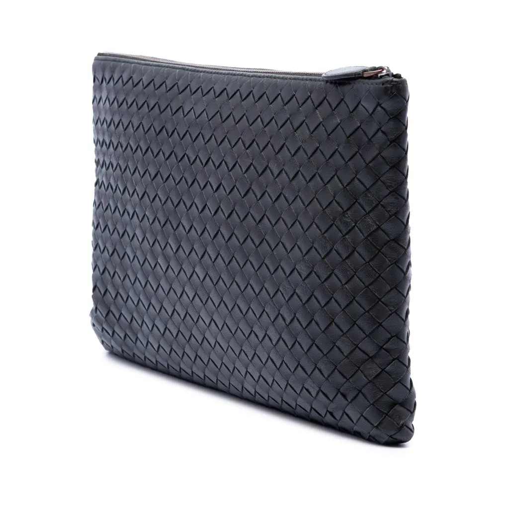 Bottega Veneta Nappa Intrecciato Clutch Black Leather Very good - Back View