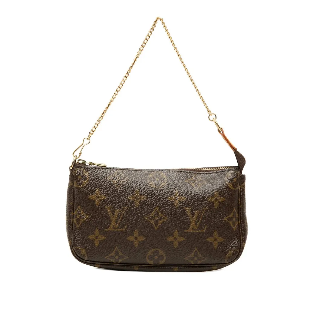 Louis Vuitton Monogram Mini Pochette Accessoires Brown Good - Front View