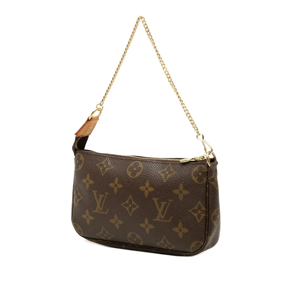 Louis Vuitton Monogram Mini Pochette Accessoires Brown Good - Back View