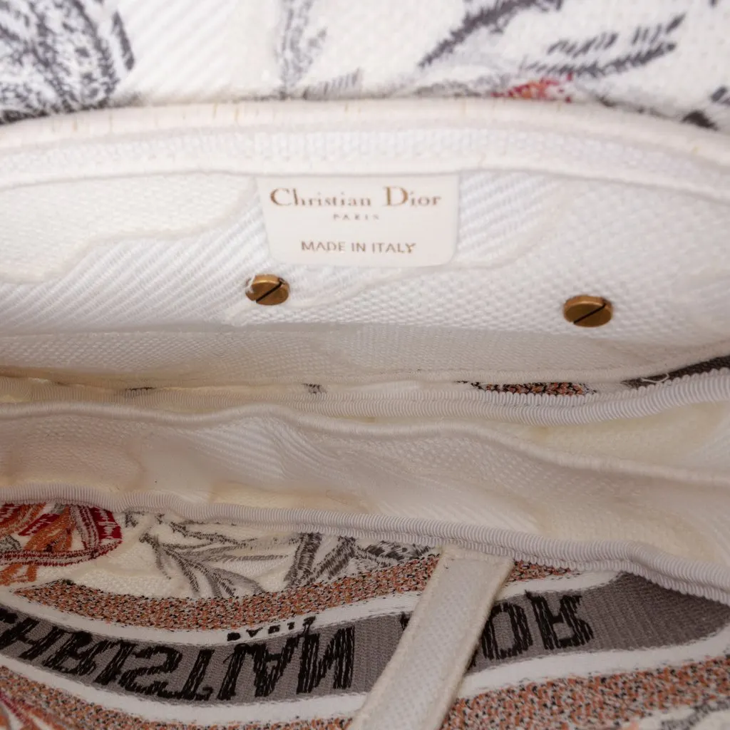 Dior Canvas Embroidered Camouflage Flowers Saddle Bag White Very good - Model View