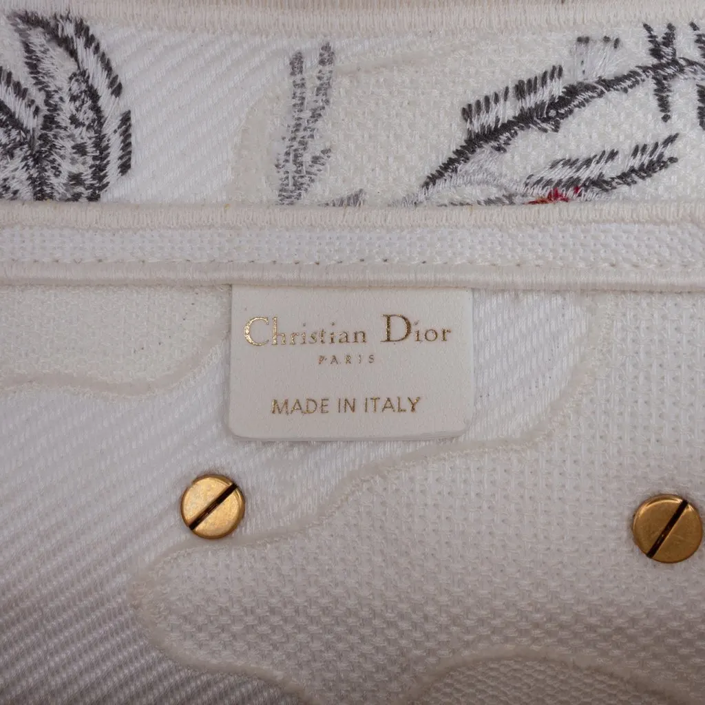 Dior Canvas Embroidered Camouflage Flowers Saddle Bag White Very good - Box View