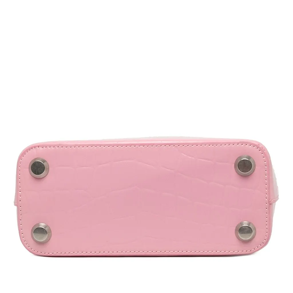 Balenciaga Croc Embossed Calfskin Ville Top Handle Bag XXS Pink Leather Very good - Inside View