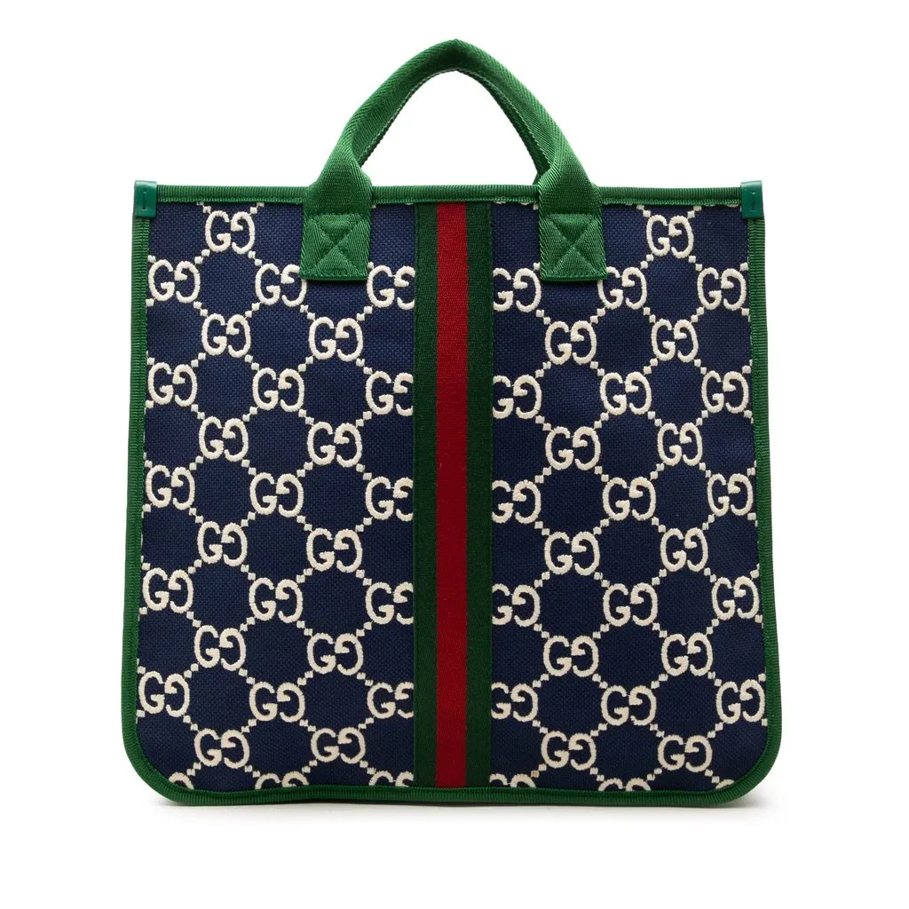 Gucci Childrens GG Nylon Web Tote Blue Polyamide Very good - Front View