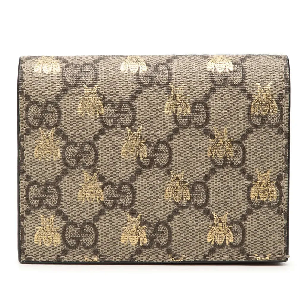 Gucci GG Supreme Bees Bifold Wallet Beige Very good - Front View