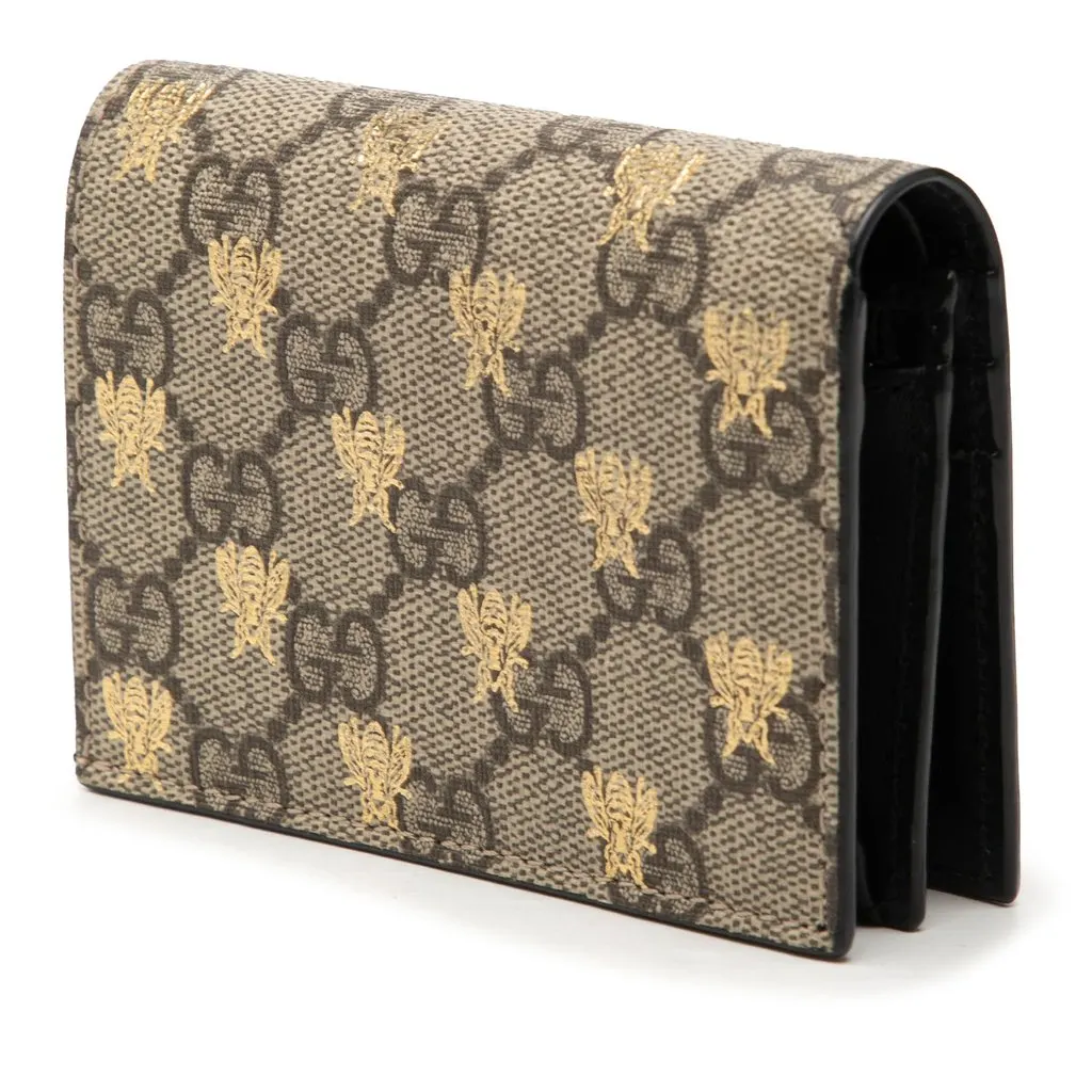 Gucci GG Supreme Bees Bifold Wallet Beige Very good - Back View