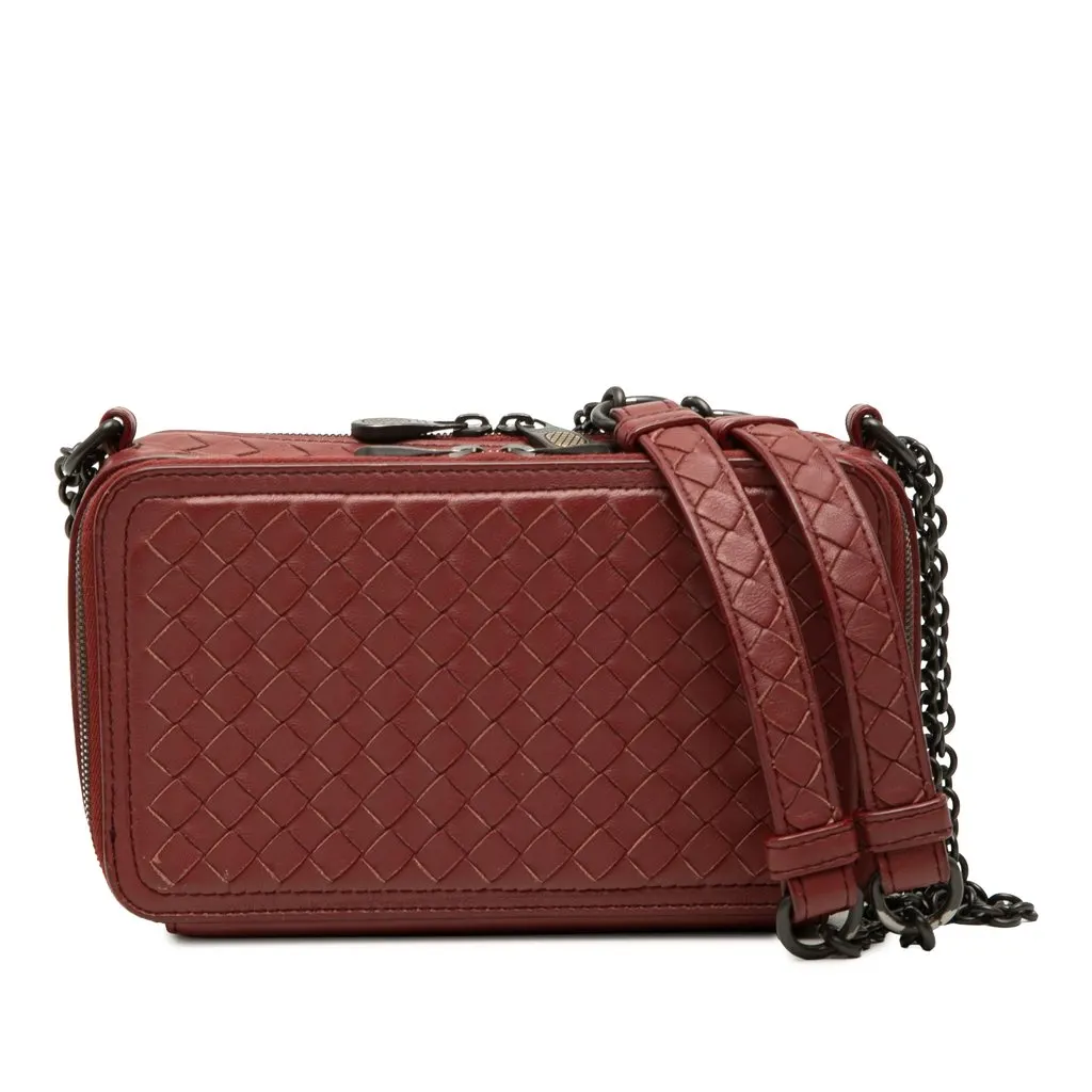 Bottega Veneta Nappa Intrecciato Double Zip Shoulder Bag