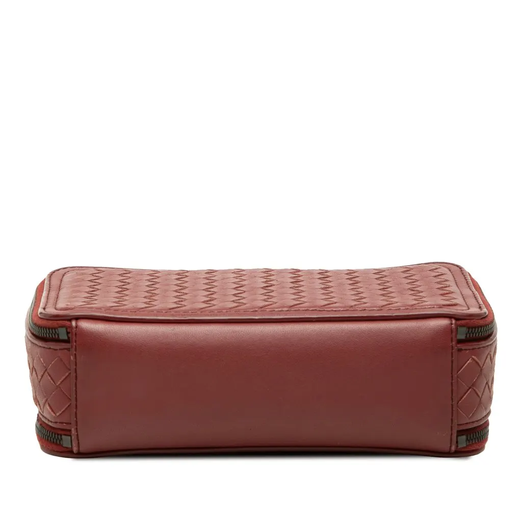 Bottega Veneta Nappa Intrecciato Double Zip Shoulder Bag Red Leather Very good - Inside View