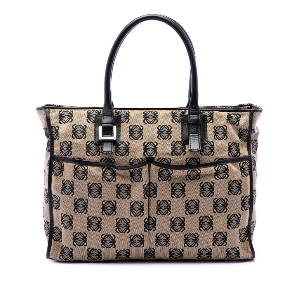 Loewe Anagram Canvas Repeat Tote Beige Very good - Front View