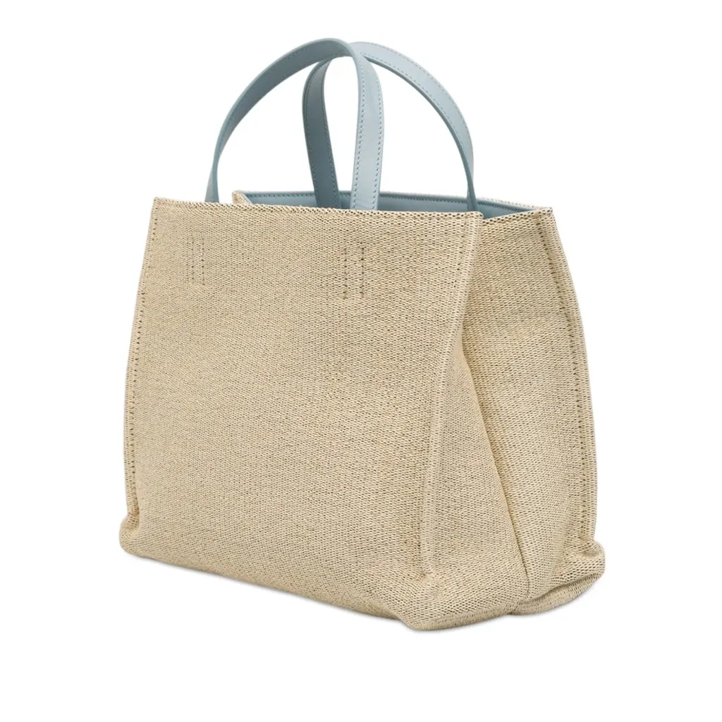 Salvatore Ferragamo Ferragamos Creations Medium Raffia Shopping Tote Beige Very good - Back View