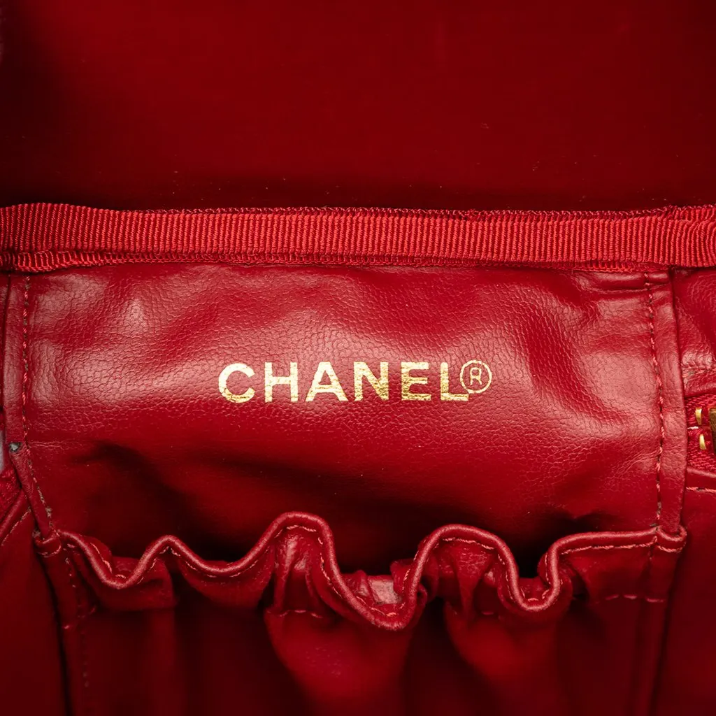 Chanel CC Caviar Vanity Bag Red Leather Good - Box View