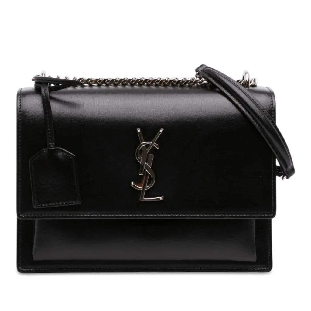 Saint Laurent Medium Calfskin Monogram Sunset Crossbody Black Leather Very good - Front View