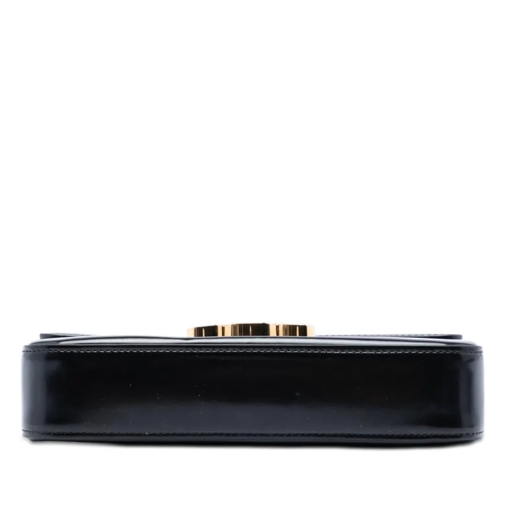 Celine Shiny Calfskin Triomphe Claude Shoulder Bag Black Leather Very good - Inside View