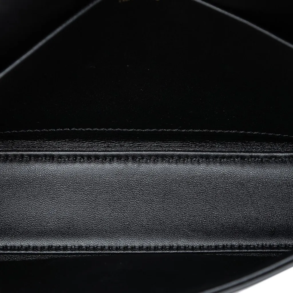 Celine Shiny Calfskin Triomphe Claude Shoulder Bag Black Leather Very good - Model View