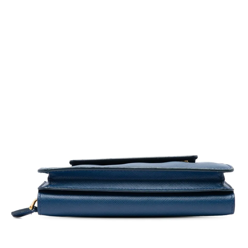 Prada Saffiano Phone Wallet on Chain Blue Leather Very good - Inside View