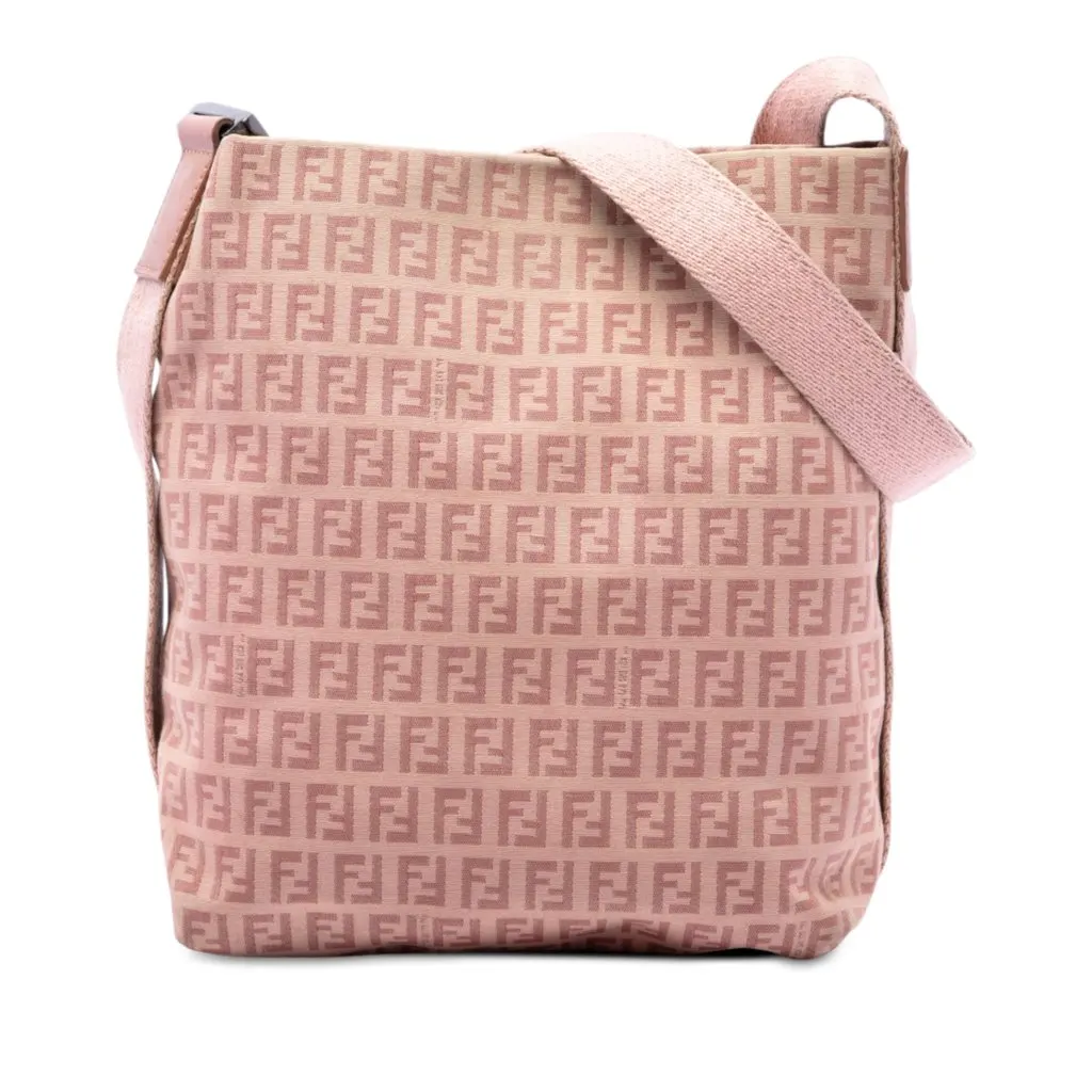Fendi Zucchino Canvas Crossbody Pink Canvas Very good - Front View