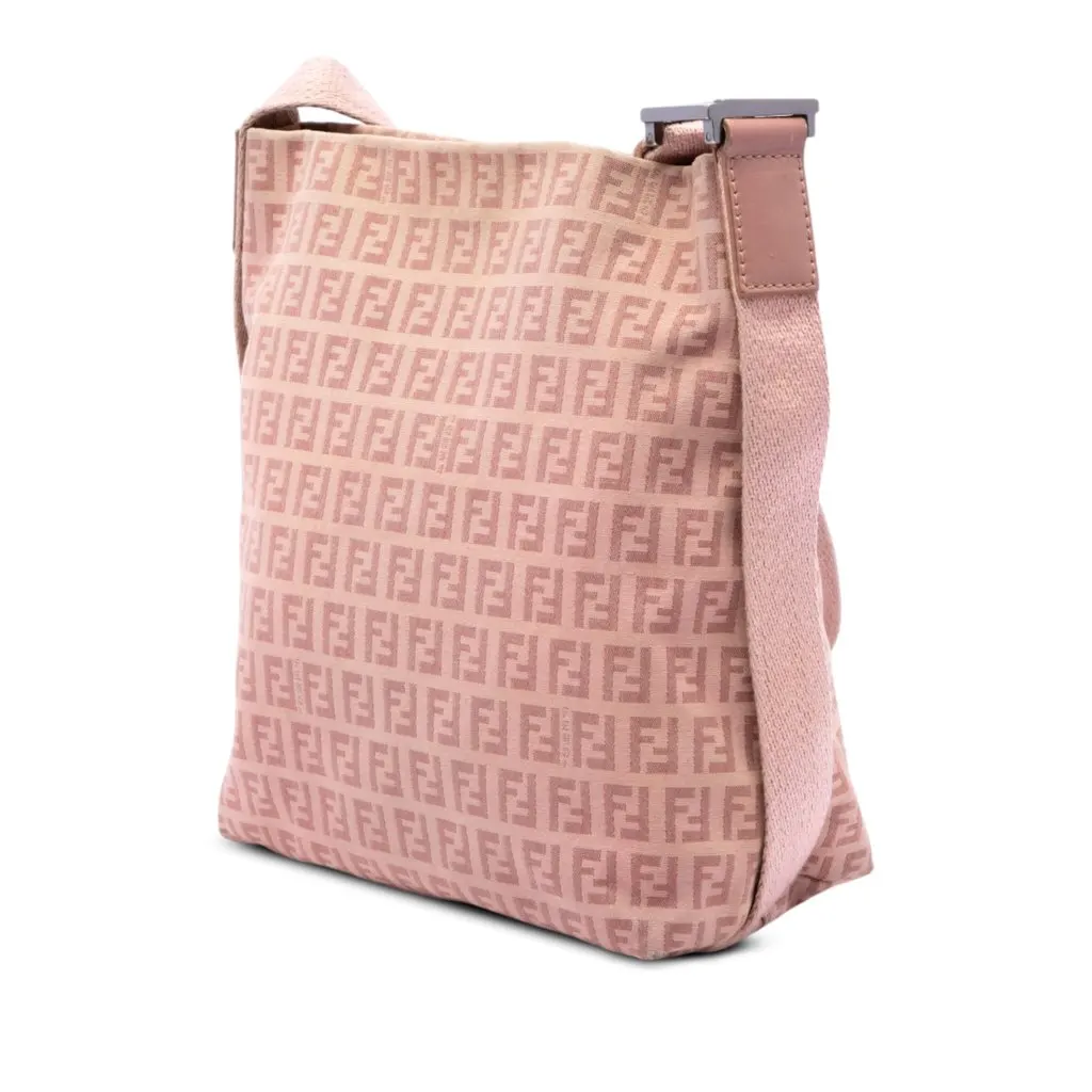 Fendi Zucchino Canvas Crossbody Pink Canvas Very good - Back View