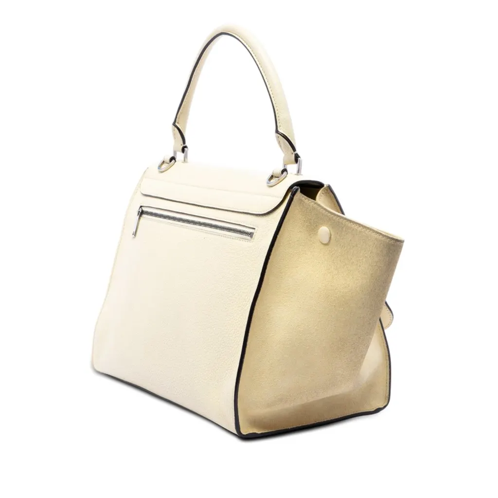 Celine Medium Bicolor Calfskin and Suede Trapeze Satchel Brown Leather Very good - Back View