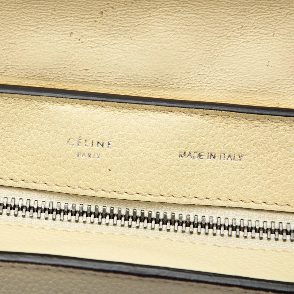 Celine Medium Bicolor Calfskin and Suede Trapeze Satchel Brown Leather Very good - Box View