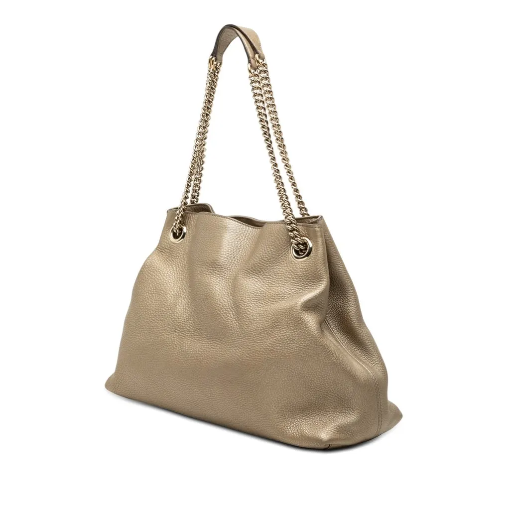 Gucci Medium Metallic Calfskin Soho Chain Tote Gold Leather Very good - Back View