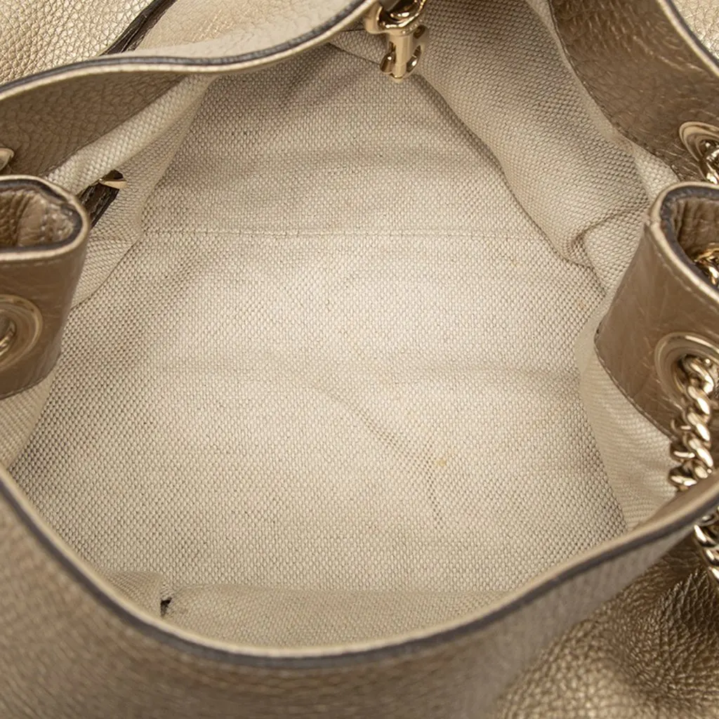 Gucci Medium Metallic Calfskin Soho Chain Tote Gold Leather Very good - Model View