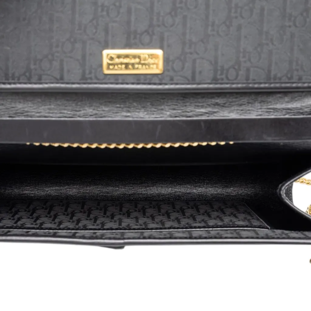 Dior Diorissimo Trotter Canvas Chain Shoulder Bag Black Canvas Good - Model View
