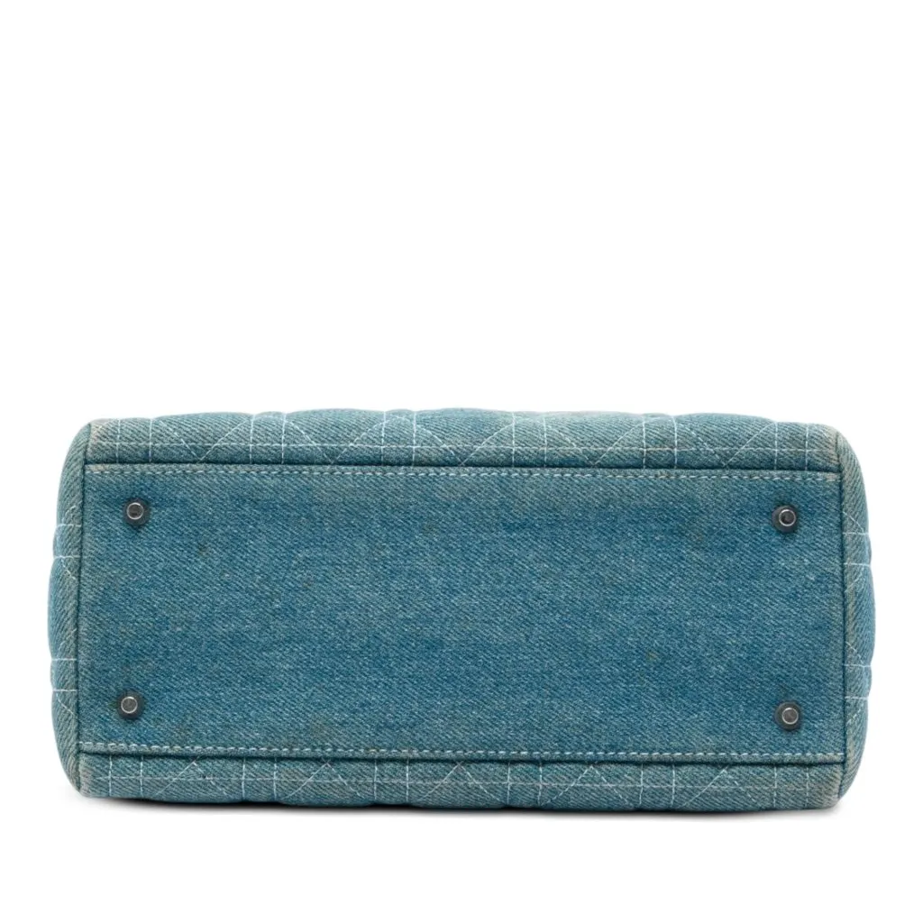 Dior Medium Denim Cannage Acrylic Handles Lady Dior Blue Very good - Inside View