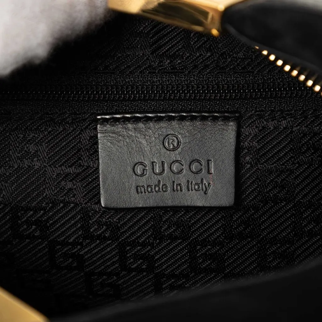 Gucci Suede Shoulder Bag Black Suede Good - Box View