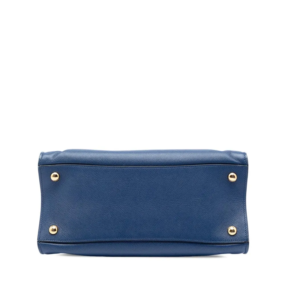 Prada Saffiano Soft Triple Pocket Tote Blue Leather Very good - Inside View