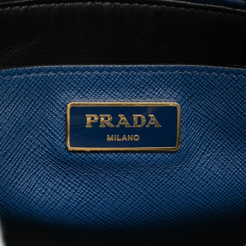 Prada Saffiano Soft Triple Pocket Tote Blue Leather Very good - Box View