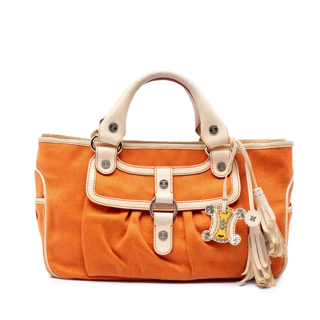 Celine Canvas Boogie Handbag Orange Very good - Front View