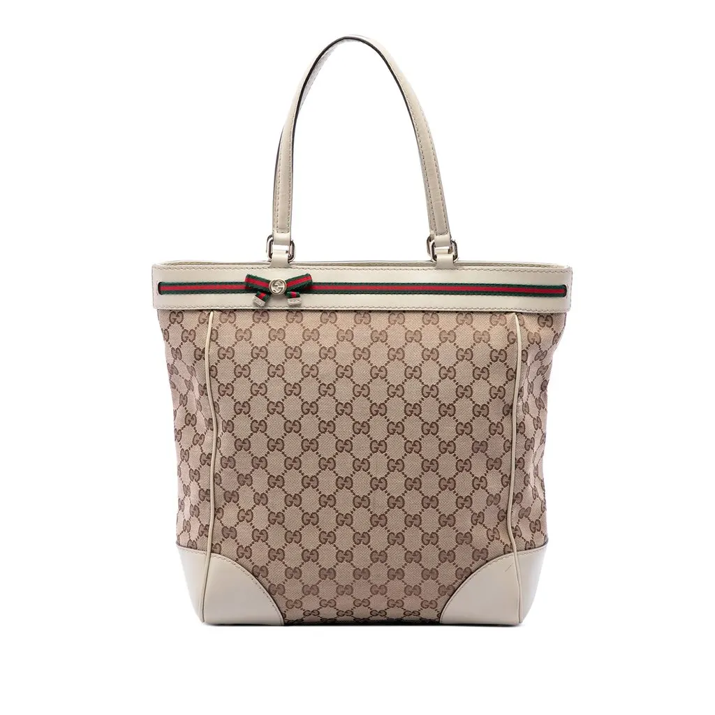 Gucci GG Canvas Web Mayfair Tote Beige Canvas Very good - Front View