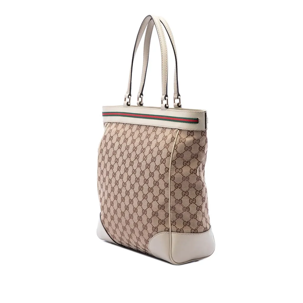 Gucci GG Canvas Web Mayfair Tote Beige Canvas Very good - Back View
