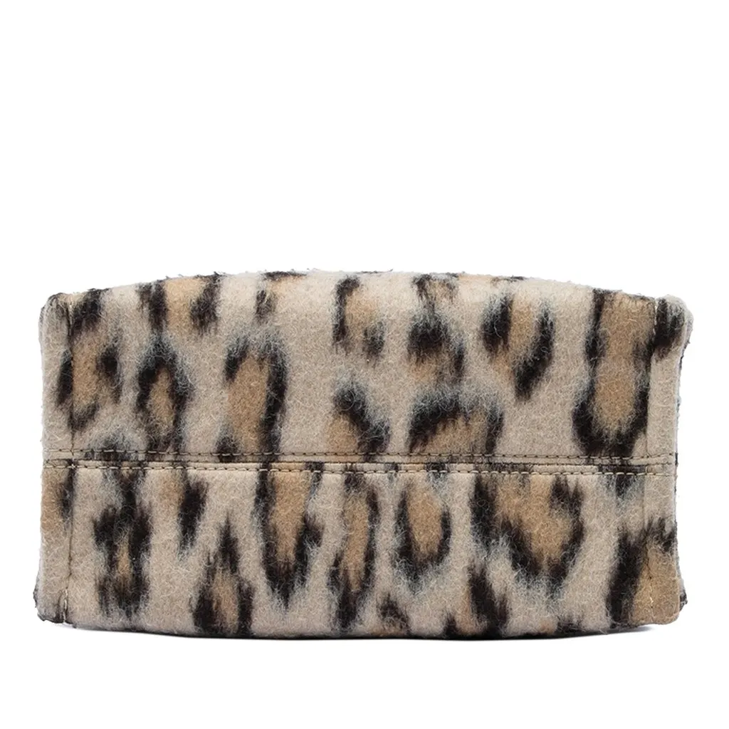 Celine Small Leopard Print Felt Cuir Triomphe Cabas Thais Satchel Beige Wool Very good - Inside View