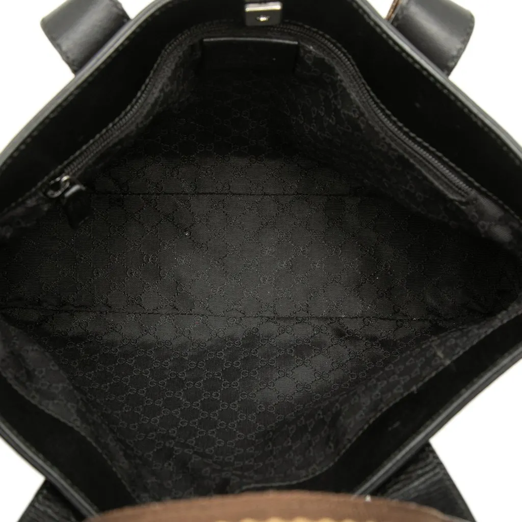 Gucci Calfskin Web Handbag Black Leather Very good - Model View