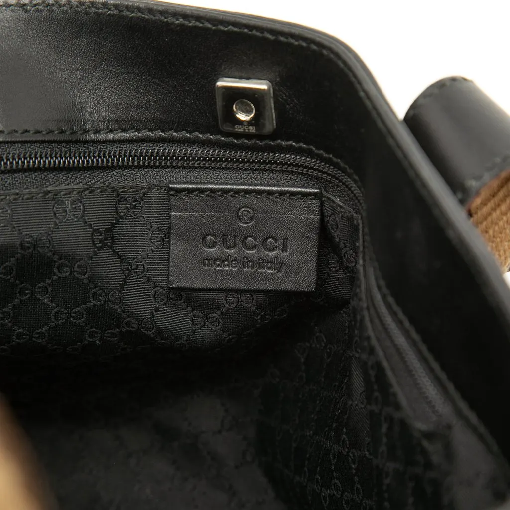 Gucci Calfskin Web Handbag Black Leather Very good - Box View