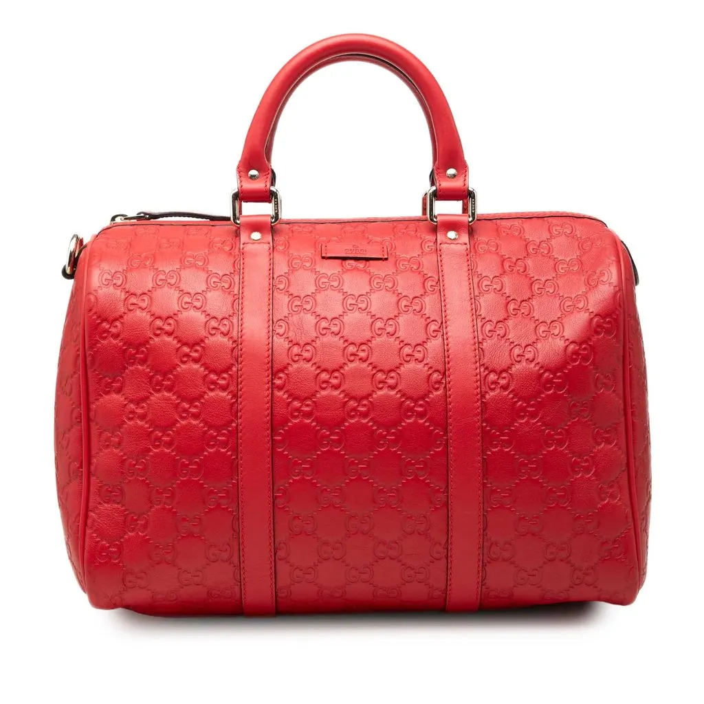 Gucci Medium Guccissima Joy Boston Bag Red Leather Very good - Front View