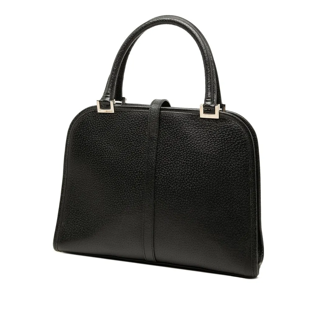 Gucci Grained Calfskin Jackie Handbag Black Leather Very good - Back View