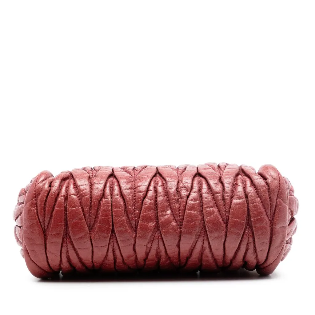 Miu Miu Matelasse Leather Shoulder Bag Red Leather Very good - Inside View